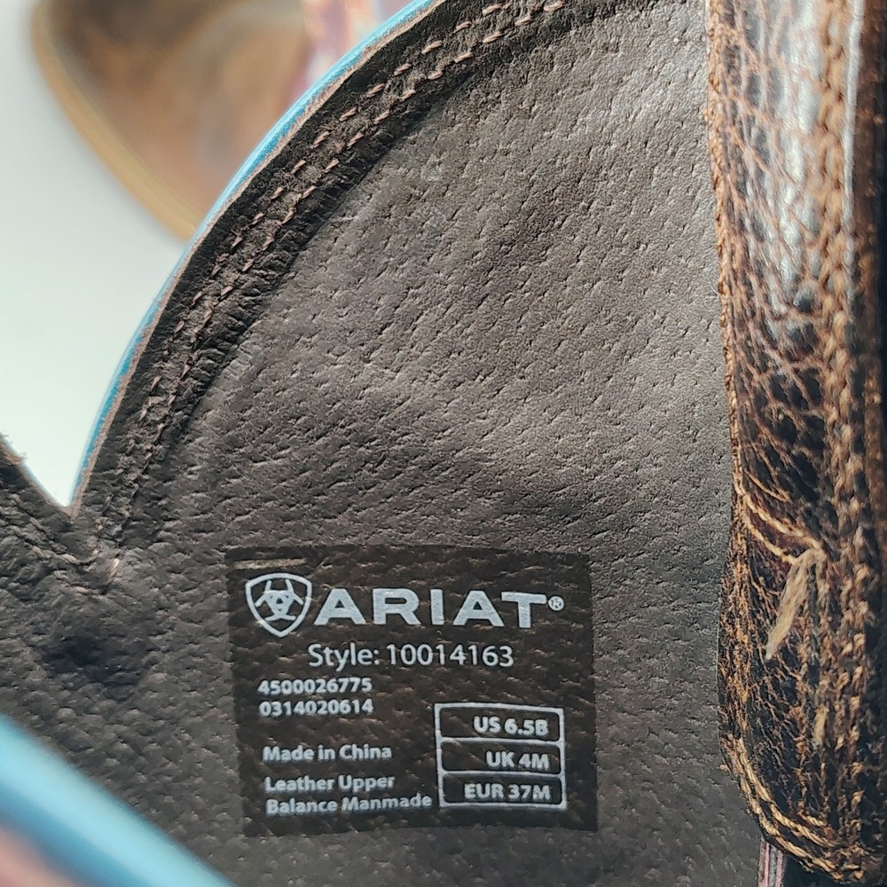 Ariat Women's 6.5B Western Cowboy Boots Brown Burgundy Embroidered Square Toe - Picture 7 of 9